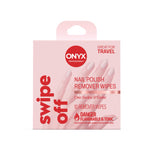 Box of ONYX Professional nail polish remover wipes on a white background
