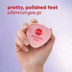 Text reads, "pretty, polished feet wherever you go."