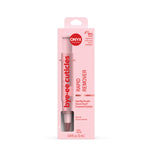 Pink packaging of 'bye-ee cuticles' rapid remover with ONYX branding on a white background.