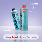 Onyx Professional Soak Off Gel Remover shown in old packaging and new packaging with the message 'New Look, Same Formula'