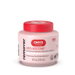 Onyx Professional nail polish remover jar with pink lid on a white background