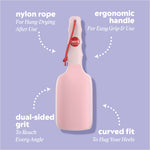 XL foot file includes nylon rope for hang‑drying after use, ergonomic handle for easy grip and use, dual‑sided grit to reach every angle, and curved fit to hug your heels.