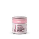 Onyx foaming body scrub jar with pink lid on a white background