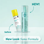 Old Coconut Bliss shimmering mist next to new Mistify Me luminous body and hair mist with labels “before,” “NEW!,” and “New Look Same Formula.”