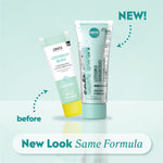Old Coconut Bliss lotion and serum duo next to new Soft Swirl lotion and serum duo with labels “before,” “NEW!,” and “New Look Same Formula.”