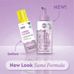 Old and new ONYX body wash bottles with labels reading “before,” “NEW!,” and “New Look Same Formula.”