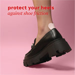 Text reads, "protect your heels against shoe friction."