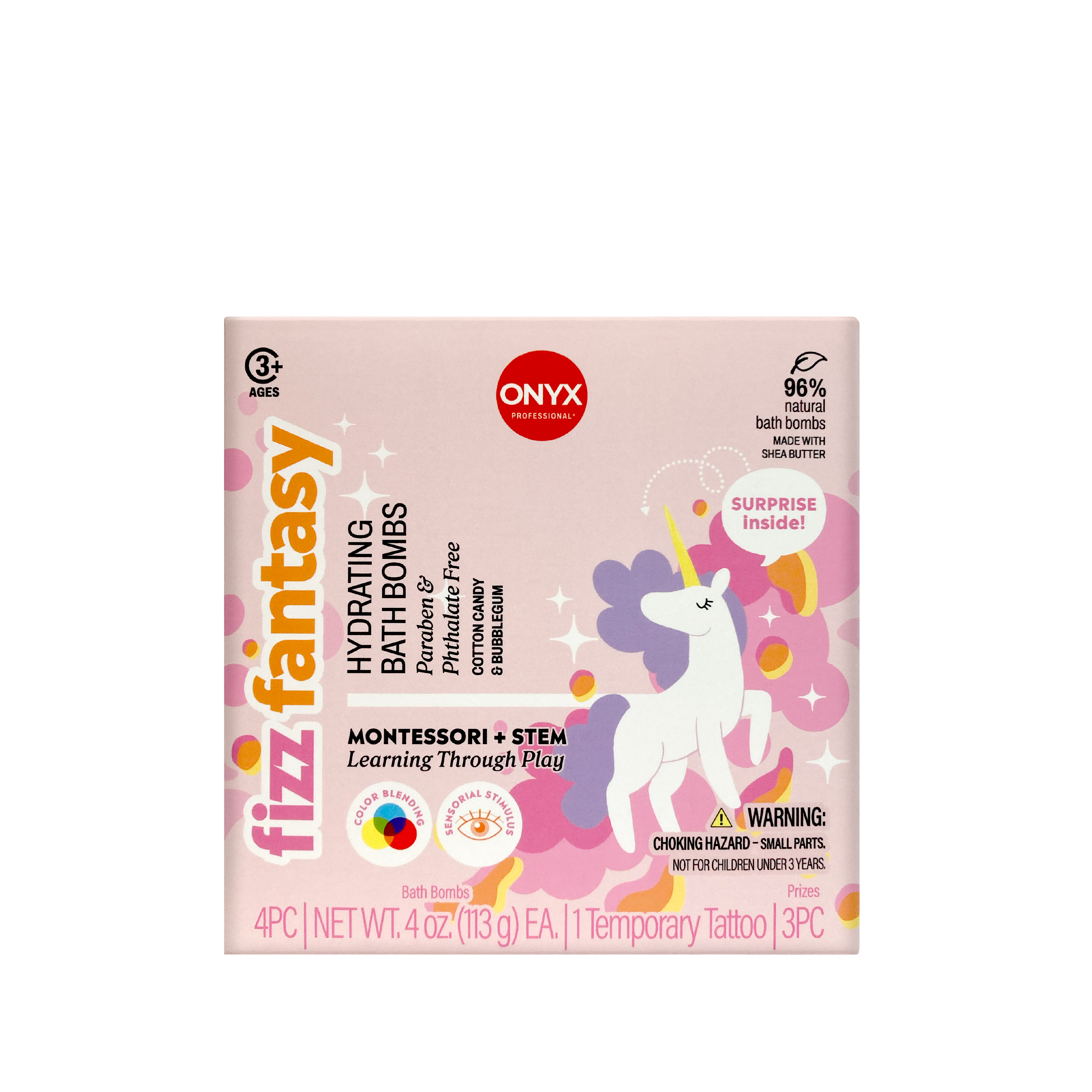 Box of fizz fantasy bath bombs with a unicorn design on a white background