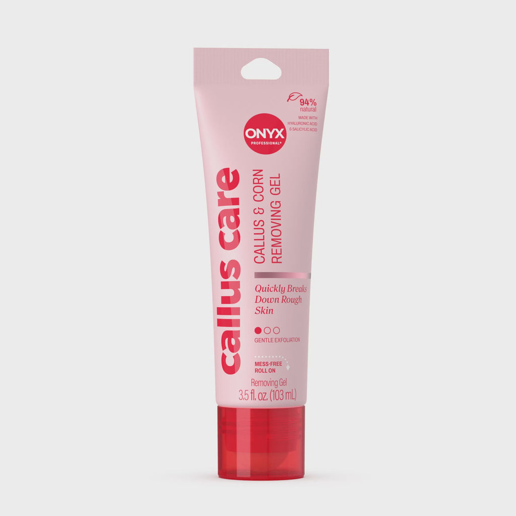 The video rotates the product 360 degrees to show the front, back, sides, top, and bottom of the callus care pink tube. There is no audio.